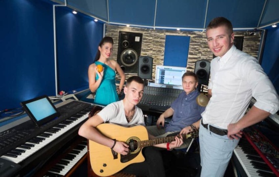 how to write good lyrics for a song Personal Manager in the recording studio with the band he manages