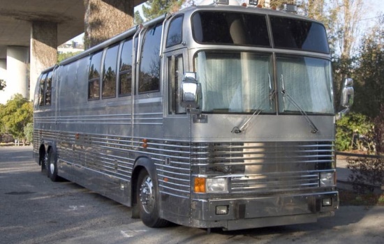 Tour bus parked outside