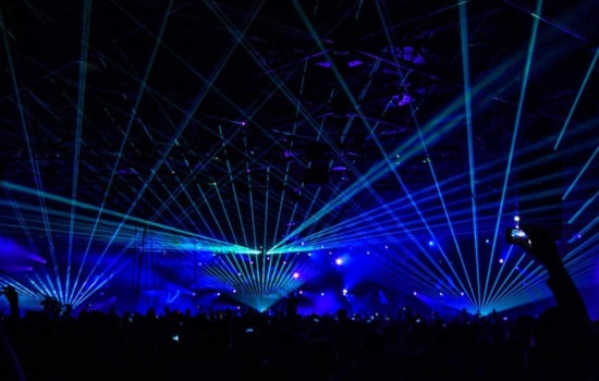 Lights show inside a concert venue