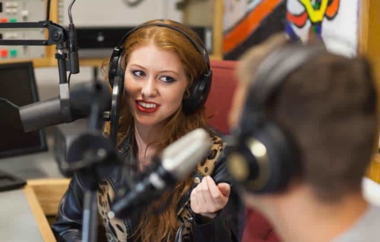 Radio DJ conducting an in-studio interview
