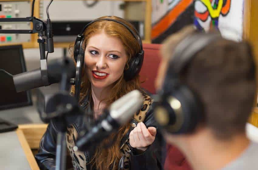 Radio DJ conducting an in-studio interview