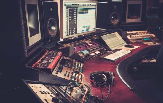 Recording studio with daw and monitors