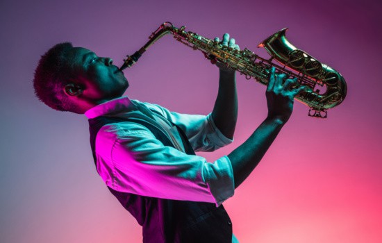 Jazz saxophonist playing music