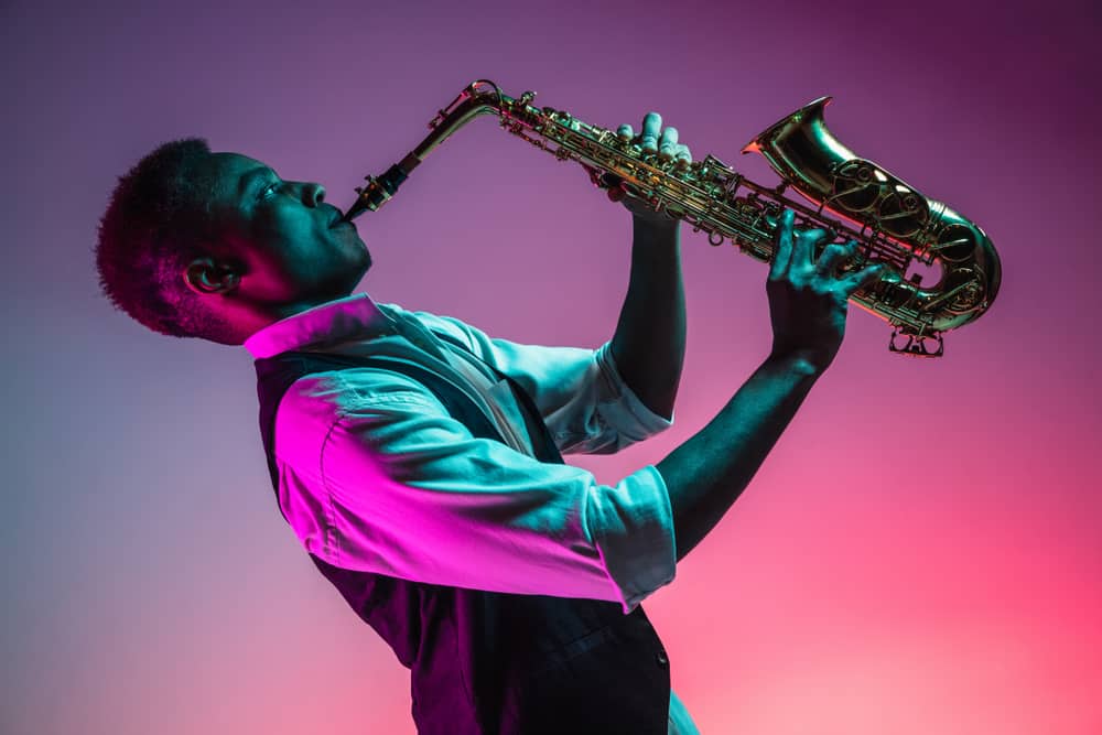 Jazz saxophonist playing music