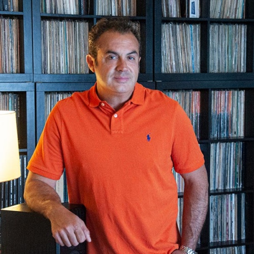 Music Producer Zev Feldman with vinyl collection